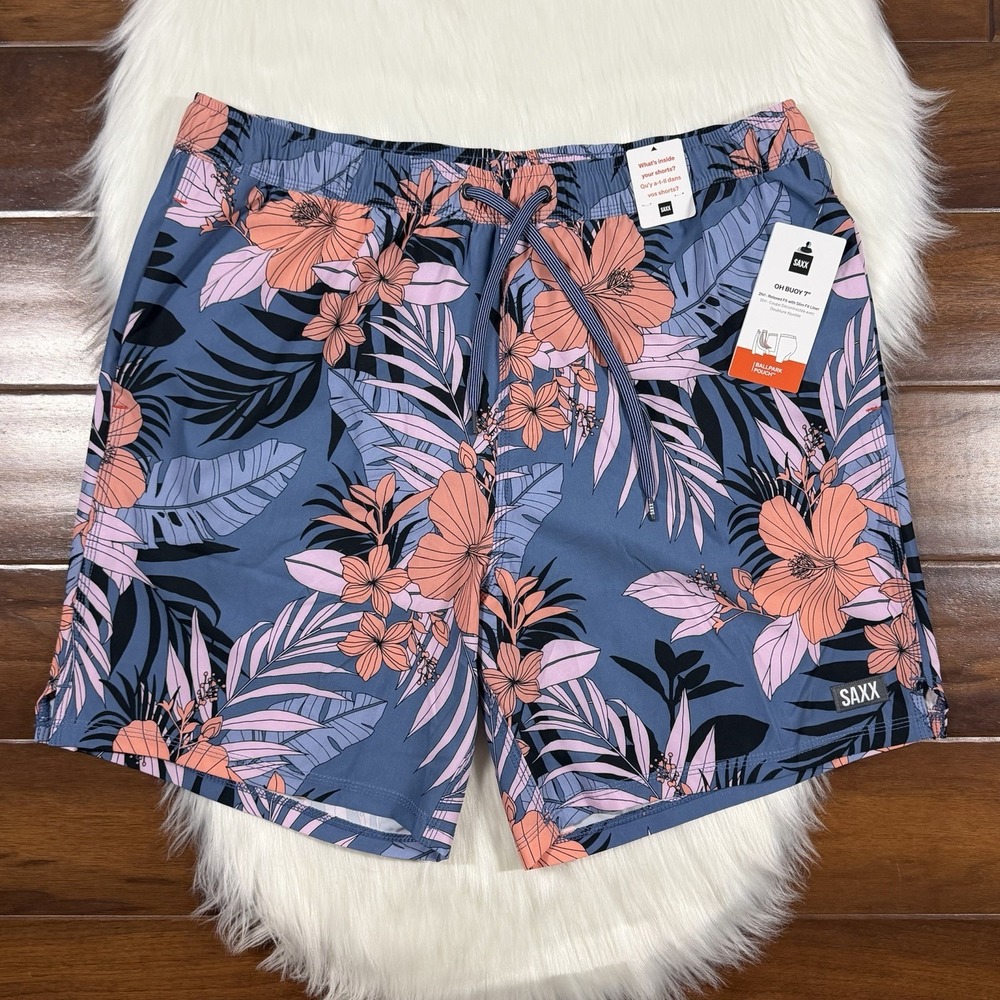Saxx Men's Size XL Floral Oh Buoy 2N1 Volley 7" Swim Trunk Shorts Lined